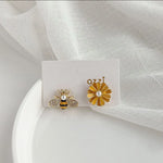 Load image into Gallery viewer, Korean Style Cute Insect Bee Daisy Flower Stud Earrings For Women Cubic Zirconia Animal Crystal Earring Girl Party Jewelry Gifts