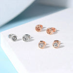 Load image into Gallery viewer, Classic Modern Cubic Zirconia Stud Earrings For Women Simple Rose Gold Color Women's Earing Accessories Fashion Jewelry E270