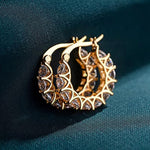 Load image into Gallery viewer, Huitan Full Paved Crystal CZ Hoop Earrings for Women Dazzling Accessories Wedding Party Delicate Birthday Gift Statement Jewelry