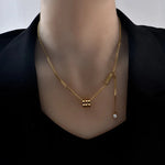 Load image into Gallery viewer, New Design Spiral Cylinder Tstainless steel Gold colour Necklace For Woman Korean Fashion Jewelry Gothic Girl's Clavicle Chain