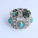 Load image into Gallery viewer, Ethnic Style New Boho Silver Tone Turquoise Nepal Tribal Wide Cuff Bracelet