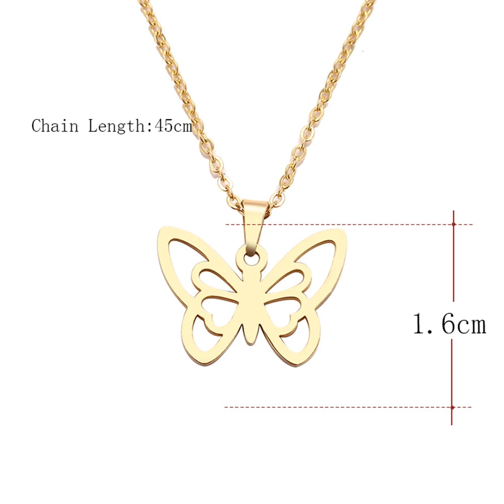 DOTIFI Stainless Steel Necklace For Women Man Hollow butterfly Choker Pendant Necklace Gift Engagement Jewelry