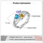 Load image into Gallery viewer, JewelOra Personalized Silver Color Engraved Name Copper Rings for Women Customized 3 Heart Birthstones Wedding Ring Gift for Mom