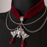 Load image into Gallery viewer, Goth Red Velvet Choker Bat Necklace Victorian Gorgeous Punk Gothic Vampire Jewelry Fashion Party Women Halloween Gift Charm