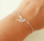 Load image into Gallery viewer, Women Origami Hummingbird Birds Bracelets & Bangles Fashion Round Wave Dog Paw Pendant Bracelet Silver Color pulseira feminina