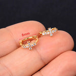 Load image into Gallery viewer, korean Simple Piercing Cross Flower Hoops huggie Earrings Rings Small Geometry Round Rhinestones Gold Color Hoop Earrings Gift