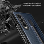 Load image into Gallery viewer, Fashion Lychee Pen Slot Case For Samsung Galaxy Z Fold 6 5 4 3 PU+PC Leather Pattern Cover Anti-knock luxury Cases for Fold5