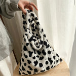 Load image into Gallery viewer, Milk Cow Print Messenger Bag Womens Fashion Big Capacity Single Shoulder Bag Soft Plush Handbag Female Crossbody Tote Bags