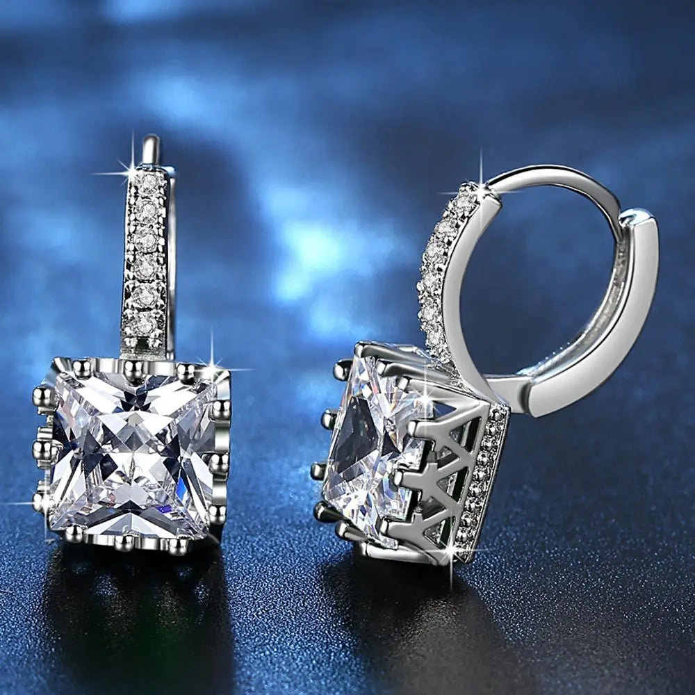 Ekopdee 2022 New Trendy Hoop Earrings For Women Luxury Square Cubic Zirconia Chunky Huggie Earrings Female Bride Wedding Jewelry