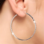 Load image into Gallery viewer, Aravant 925 Silver 35MM 50MM Round Circle Hoop Earrings For Women Fashion Jewelry Gifts