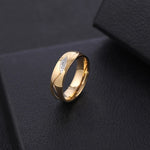 Load image into Gallery viewer, Gold Silver Color Couples Rings with Rhinestone Bride Wedding Stainless Steel Ring Unisex Women Men Fashion Jewelry Gifts WC075