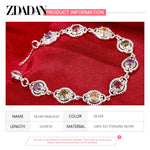 Load image into Gallery viewer, ZDADAN 925 Sterling Silver Fashion Crystal Charm Bracelet & Bangle For Women Simple Adjustable Bracelets Jewelry Party Gifts