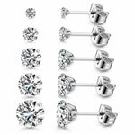 Load image into Gallery viewer, Stainless Steel Gold/Silver Color Earrings 4-8mm Six Claws Zirconia Crystal Stud Earrings For Women Girl Wedding Jewelry