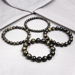 Load image into Gallery viewer, Gold Color Obsidian Bracelet Men Black Natural Stone Beaded Women Men Braslet For Male Yoga Hand Jewelry Accessories Wristband