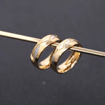 Load image into Gallery viewer, Gold Silver Color Couples Rings with Rhinestone Bride Wedding Stainless Steel Ring Unisex Women Men Fashion Jewelry Gifts WC075