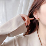 Load image into Gallery viewer, Stainless Steel Round Beaded Stud Earrings Waterproof Jewelry High Quality Gold color Fashion Earrings Wedding Jewelry