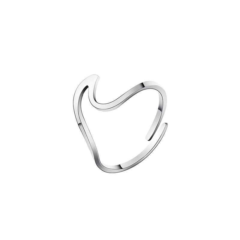 DIEYURO 316L Stainless Steel Fashion Design Geometric Wave Unique Ring Light Luxury Ladies Party Jewelry 3 Colours Adjustable