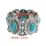 Load image into Gallery viewer, Ethnic Style New Boho Silver Tone Turquoise Nepal Tribal Wide Cuff Bracelet