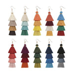 Load image into Gallery viewer, Bohemian 4 Layered Tassel Earrings For Women Ethnic Long Fringe Multi color Statement Dangle Earring GirlsFashion Jewelry