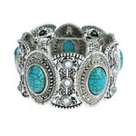 Load image into Gallery viewer, Ethnic Style New Boho Silver Tone Turquoise Nepal Tribal Wide Cuff Bracelet