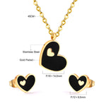Load image into Gallery viewer, LUXUSTEEL Best Friend Gift Heart White/Black Shell Pendant Necklace Earring Sets Gold Color Choker Collars Collier Female