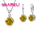 Load image into Gallery viewer, 925 Sterling Silver Pendant Necklace Earrings Six Claws Design Jewlery Set For Women Anniversary Party Fashion Accessory