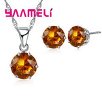Load image into Gallery viewer, Promotions Fashion 925 Sterling Silver Six Claws Necklace With Stud Earrings Jewlery Sets For Women Wedding Engagement