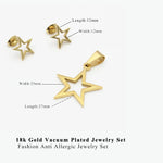 Load image into Gallery viewer, LUXUKISSKIDS Golden Stianless Steel Star Jewelery Sets Wedding Bridal Earrings and Pendant Necklace for Women/Girls Dubai Bijoux