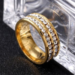 Load image into Gallery viewer, Princess Cut Cubic Zirconia Couples Rings Stainless Steel Wedding Ring Set for Women and Men Party Jewelry Gold Color