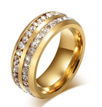 Load image into Gallery viewer, Princess Cut Cubic Zirconia Couples Rings Stainless Steel Wedding Ring Set for Women and Men Party Jewelry Gold Color