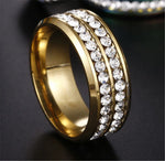 Load image into Gallery viewer, Princess Cut Cubic Zirconia Couples Rings Stainless Steel Wedding Ring Set for Women and Men Party Jewelry Gold Color