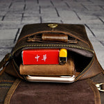 Load image into Gallery viewer, Crazy Horse Leather men Multi-function Design Small Messenger Bag Fashion Travel Belt Waist Pack Drop Leg Bag Pouch Male 211-4-d