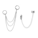 Load image into Gallery viewer, Korean Fashion Hip Hop Chain Earrings Steel Chain Threader Drop Cuff Double Chain Piercing Earrings Unisex Jewelry