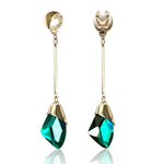 Load image into Gallery viewer, Long Tassel Rhinestone Earrings Crystal Water Drop Ear Clip on Earrings Without Piercing for Women Wedding Clip Earrings