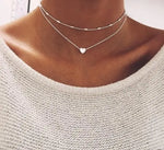 Load image into Gallery viewer, Double Layer Heart Pendant Chain Necklace Women Gold Color Choker Statement Necklaces Multilayer Bohemia Jewlery Gifts