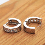 Load image into Gallery viewer, New Stainless Steel Hoops Earrings for Men Silver Color Crystal Earring Man Punk Style Cubic Zirconia Jewelry Male Accessories