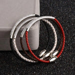 Load image into Gallery viewer, Chanfar Genuine Leather Bracelet For Women Rhinestone Pave Stainless Steel Magnetic Clasp Wrap Women Bracelet Simple Jewelry