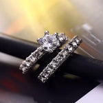 Load image into Gallery viewer, IPARAM Elegant Zircon Ring Jewelry Silver Color Engagement Wedding Ring Set for Women 2019 Fashion Zircon Crystal Jewelry
