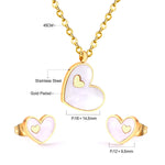 Load image into Gallery viewer, LUXUSTEEL Best Friend Gift Heart White/Black Shell Pendant Necklace Earring Sets Gold Color Choker Collars Collier Female