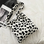 Load image into Gallery viewer, Milk Cow Print Messenger Bag Womens Fashion Big Capacity Single Shoulder Bag Soft Plush Handbag Female Crossbody Tote Bags