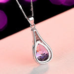 Load image into Gallery viewer, Buyee 925 Sterling Silver Pendant Chain Natural Amethyst Stone Necklace for Woman Girl Luxury Wedding Fine Jewelry Chain