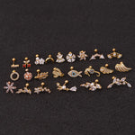 Load image into Gallery viewer, 1Pc 20g Stainless Steel Helix Piercing Jewelry Fashion Animal Plant Cz Ear Lobe Tragus Daith Cartilage Screw Back Earring Stud