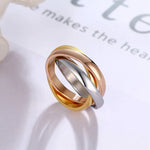 Load image into Gallery viewer, Stainless Steel Tri Color Rolling Ring Wedding Band for Women Girl Size 4-12