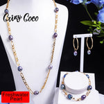 Load image into Gallery viewer, Imitation Tahitian Baroque Women's Jewelry Sets Chain Necklace with Pearls Freshwater Pearl Bracelets Neckalces Set for Women