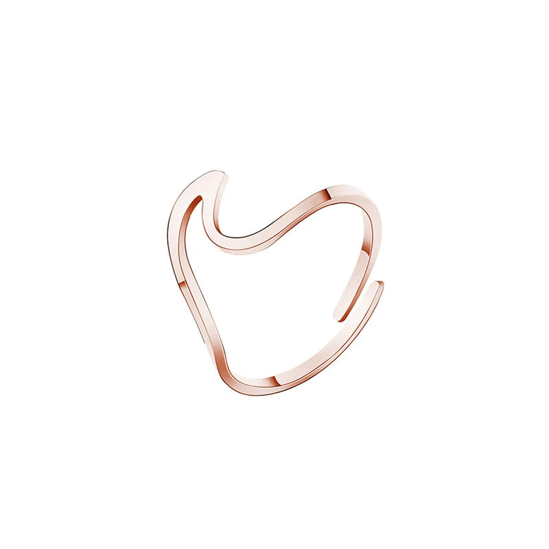 DIEYURO 316L Stainless Steel Fashion Design Geometric Wave Unique Ring Light Luxury Ladies Party Jewelry 3 Colours Adjustable