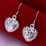 Load image into Gallery viewer, DOTEFFIL 925 Sterling Silver Hollow Heart Ball Drop Earrings For Woman Wedding Engagement Party Fashion Charm Jewelry