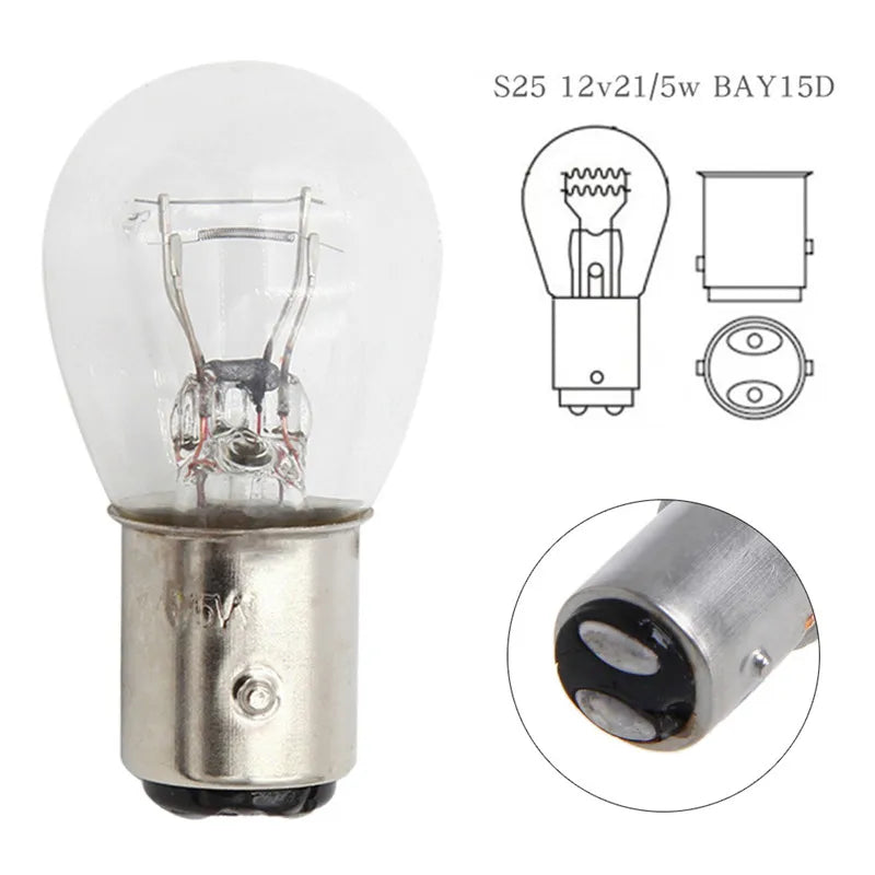 2Pcs New Car Light Durable Super Bright 1157 BA15D Auto Stop Brake Bulb Indicator Lamp 21W DC12V White Amber For Car Accessories