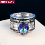 Load image into Gallery viewer, Oval Rainbow Stone Ring Sets For Women Zirconia Wedding Jewlery Silver Color Fashion Jewelry Party Top Quality Wholesale DD046