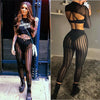 Hirigin Sexy Ladies Women Mesh Sheer See Through Striped Leggings High Waist Bodycon Slim Perspective Legging Pants Trousers