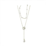 Load image into Gallery viewer, Camellia Double-Layer Pearl Necklace Female Summer Accessible Luxury Level Sense Special-Interest Design Necklace Temperamental Tassels Clavicle Chain